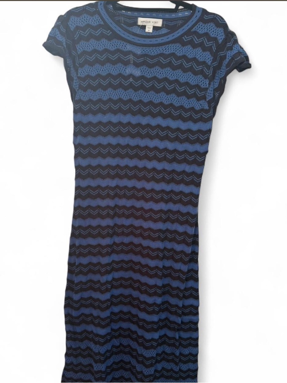 Sleeveless Chevron Knit Midi Dress in Rust and White - Picture 3 of 3